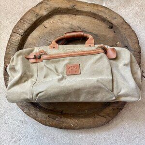 Cutter & Buck cotton canvas leather weekender bag NO SHOULDER STRAP 25 x 12 x 8"